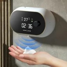 Сенсорный диспенсер настенный дозатор для мыла с часами MYX-W2 White