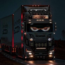 Светящиеся глаза на фуру, грузовик на лобовое стекло  DEVIL'SEYE WHITE - LED Глаза Дьявола на машину електронные XL7