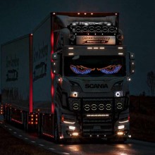 Светящиеся глаза на фуру, грузовик на лобовое стекло  DEVIL'SEYE BLUE - LED Глаза Дьявола на машину електронные XL8