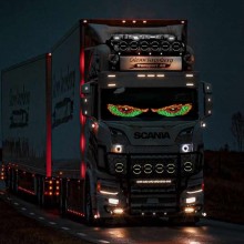 Светящиеся глаза на фуру, грузовик на лобовое стекло  DEVIL'SEYE GREEN - LED Глаза Дьявола на машину електронные XL9