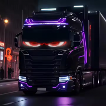 Светящиеся глаза на легковое авто, на лобовое, на заднее стекло Matrix 173х70 мм - LED Глаза Дьявола на машину, с Bluetooth-управлением и пультом