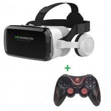 VR Окуляри віртуальної реальності VR SHINECON G04DBS Bluetooth з'єднання для смартфонів 5.5-7,2"+ джостик Terios X3 Black