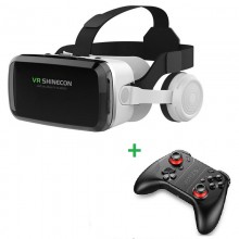 VR Окуляри віртуальної реальності VR SHINECON G04DBS Bluetooth з'єднання для смартфонів 5.5-7,2" та геймпад Mocute 053 